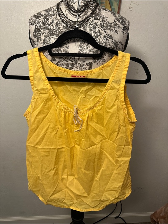 Prada Tops - Prada Yellow Scoop-Neck Tank Top with Front Tie